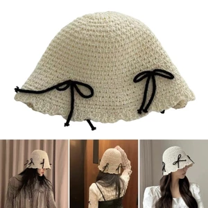 PCF * Móc Nón Có Nơ Đề Can Mùa Hè Mùa Xuân Xô Nón Móc Floppy Nón Cho Người Lớn Teen Nón Dệt Kim Sun H