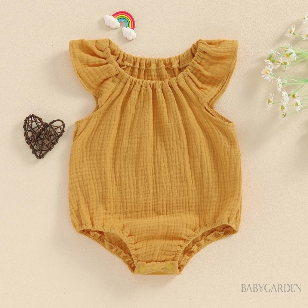 Baga-baby Bé Gái Áo Liền Quần Không Tay Vai Chắc Chắn Cho Trẻ Sơ Sinh Body Quần Áo Mùa Hè Cho Thường Ngày