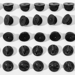 50 Chiếc Mặt Sau Pin Cao Su PVC Màu Đen - Bướm Clutch Tie Tack Ve Áo - Giữ Đồng Nhất, Thay Thế Huy Hiệu - Giá Đỡ Khóa Pin Cap - Phụ Kiện Quần Áo DIY