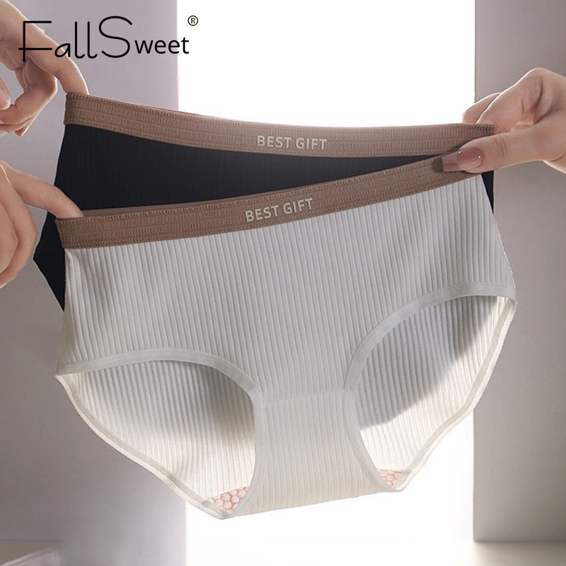 Ảnh Fallsweet Quần Lót Cotton Thời Trang Cho Nữ Giữa Eo Thoáng Khí Ren Quần Lót Plus Kích Thước Thoải Mái Đồ Lót Mông Nâng 2