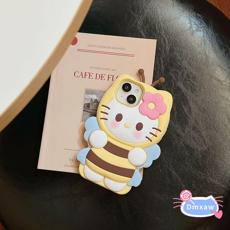 Ốp lưng Hello Kitty cho Xiaomi 14 13 Poco F5 Pro F3 Redmi K70 K60 K50 K40 Pro Note 13 Pro 5G Note 11T 12T Pro Hello Kittys Vỏ điện thoại hình con bướm hoạt hình 3D Vỏ silicon dễ thương