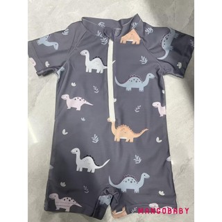 Mg-baby Boy 's Dinosaur Swimsuit Cổ Tròn Nửa Zip Up Tay Ngắn Rash Guard Đồ Bơi Trẻ Sơ Sinh Tập Đi Bộ Đồ Tắm