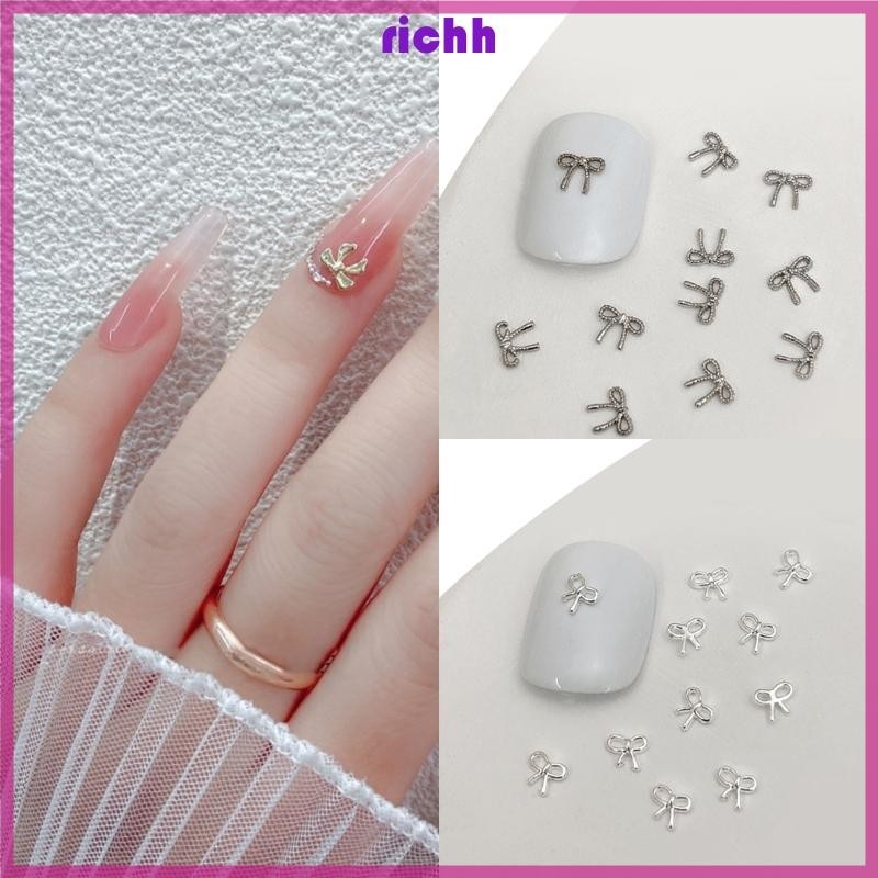 ⚝⚝Richh Thanh Lịch 20 Chiếc 3D Kim Loại Nơ Móng Tay Quyến Rũ Cho Nữ Bé Gái DIY Phụ Kiện Móng Tay
