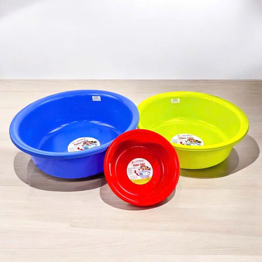 Thau Nhựa Nhiều Size Vinh Nam Plastic Thau Chậu Nhựa PP Bền Đẹp Đa Màu Đa Năng Mã 2T8 5T0 5T5 6T0