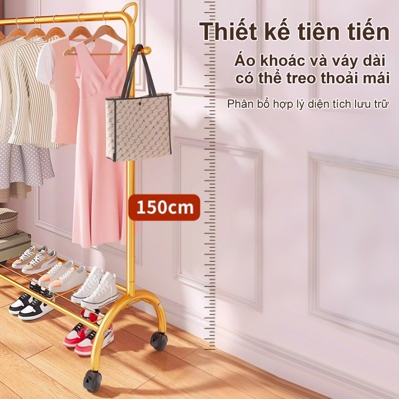 𝐎𝐥𝐢𝐟𝐞 Giá Treo Quần Áo Đa Năng Móc Treo Quần Áo Hình Tai Mèo Giá Phơi Thông Minh Giàn Phơi Đồ Có Bánh Xe Vàng.Đen.Trắng