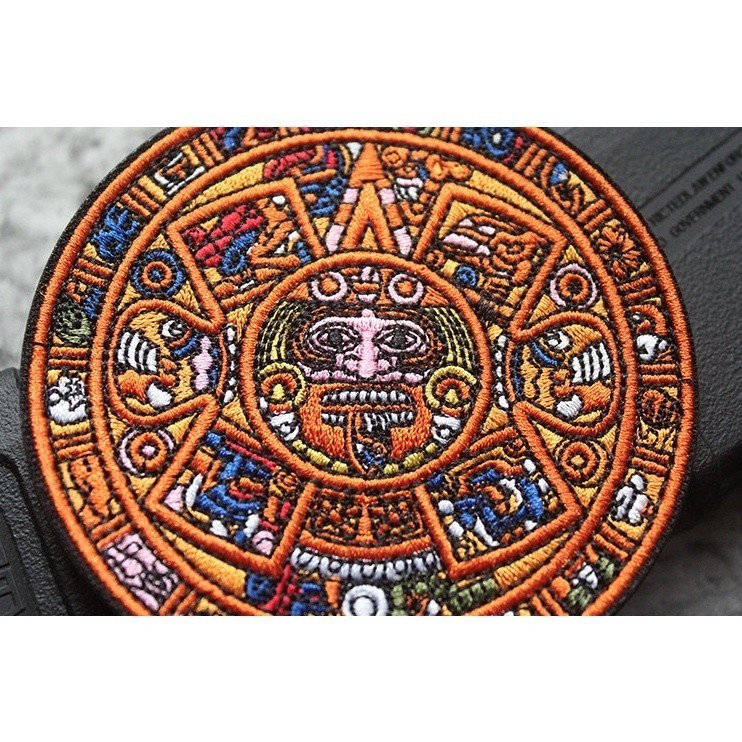 Patch_miếng dán vải mặt trời đá_lịch người Maya