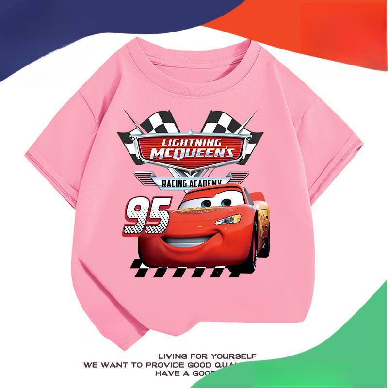 Áo thun trẻ em Flash McQueen 2 Anime, thoải mái, thoáng khí, tay ngắn cho bé trai và bé gái