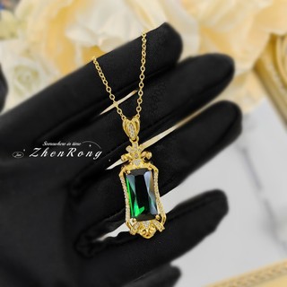 Mặt dây chuyền nữ kiểu cung điện châu Âu, full kim cương nhân tạo nhiều màu sắc