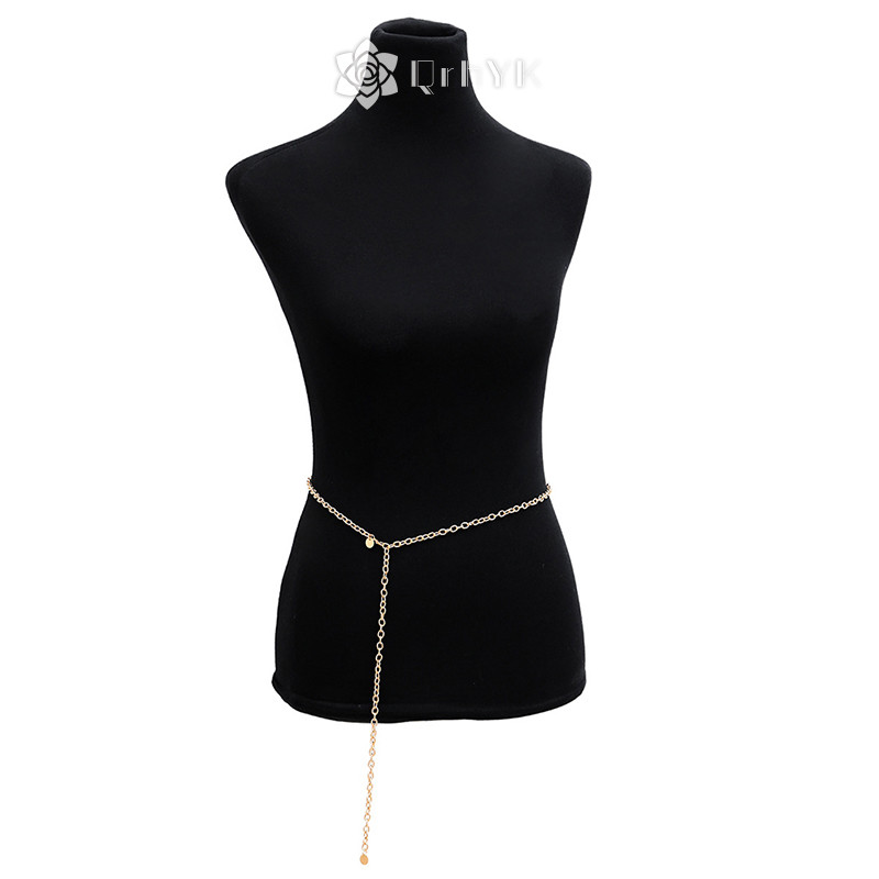 Thắt Lưng Dây Xích Bằng Kim Loại Màu Vàng / Bạc Thời Trang Cho Nữ Mới