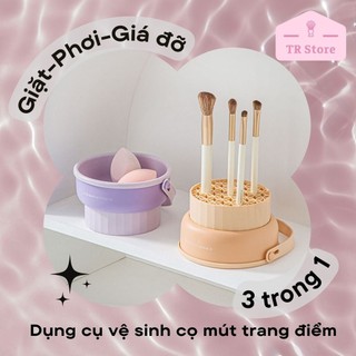 Dụng Cụ Vệ Sinh Cọ Trang Điểm 3in1 Đa Năng - Có Quai Xách Tiện Lợi