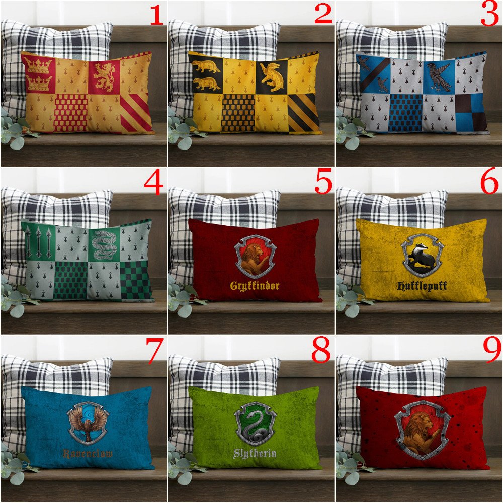 Harry Potter Houses Logo Vỏ Gối Hình Chữ Nhật In Hình Một Mặt Đệm Polyester Trang Trí Nhà Cửa Món Quà Tốt Nhất (Không Có Lõi)