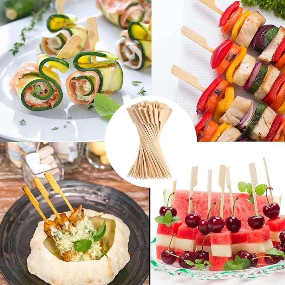 Wanyedi 100 Cái Xiên Thịt Nướng Gỗ, Tre Tự Nhiên Dùng Một Lần Que Tre, Tiệc Cắm Trại Kabob Cocktail BBQ Xiên Tre