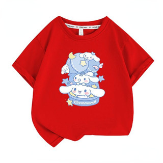 2024 Thời Trang Cinnamoroll Áo Thun Nữ Tay Ngắn Trong Mùa Hè Hoạt Hình Rời Áo Trẻ Em Hoạt Hình Quần Áo Triều