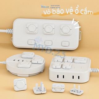 Hộp Nút bịt ổ điện màu trắng cao cấp Myd.23 chống giật nhỏ gọn chắc chắn có quai cầm tiện lợi an toàn cho bé
