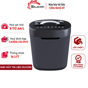 Máy huỷ tài liệu giấy mini tự động 8 tờ A4/lần Silicon PS-508M nhập khẩu huỷ cards CD/ DVD Newage Store