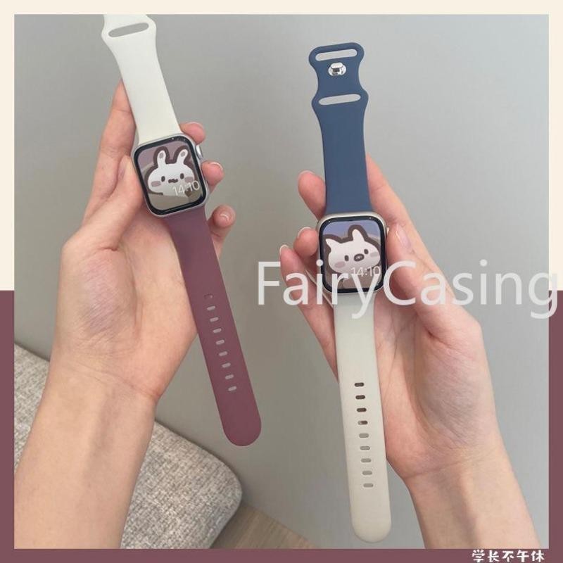 Dây đeo S11 đôi màu cho Apple Watch S11 band Ultra 2 S10 42mm 46mm 49MM 45mm 44mm 42mm 41mm 40mm 40 mm Vòng đeo tay đính đá khắc cho iwatch series 10 9 8 7 se 3 6 8 5 4