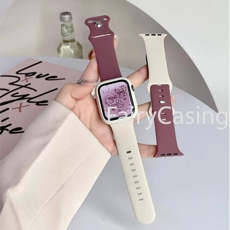 Dây đeo S11 đôi màu cho Apple Watch S11 band Ultra 2 S10 42mm 46mm 49MM 45mm 44mm 42mm 41mm 40mm 40 mm Vòng đeo tay đính đá khắc cho iwatch series 10 9 8 7 se 3 6 8 5 4