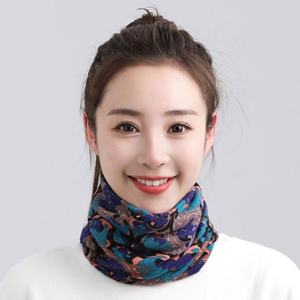 SLICELLIFE Khăn choàng Cotton mềm mại, Khăn quàng cổ nữ in hình thời trang thu đông, Cổ áo giả đa năng Mặt ấm áp