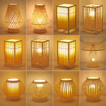 Đèn bàn tre thủ công Đèn lồng Nhật Bản, Chụp đèn tre, Đế gỗ tự nhiên, Đèn bàn trang trại mộc mạc, Đèn ngủ phòng ngủ cổ điển Đèn đọc sách đầu giường — ảnh 4