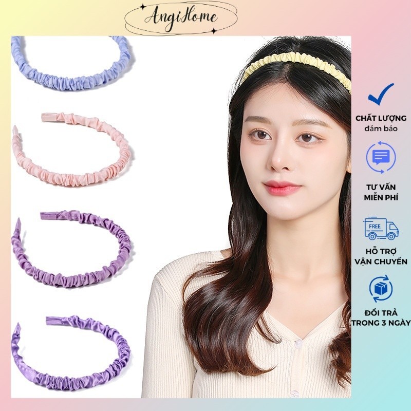 Băng đô cài tóc dễ thương bờm cute phụ kiện cho cô dâu lụa nhún satin  mặc áo dài nữ đẹp Hàn Quốc hottrend 2024 ANGIHOME