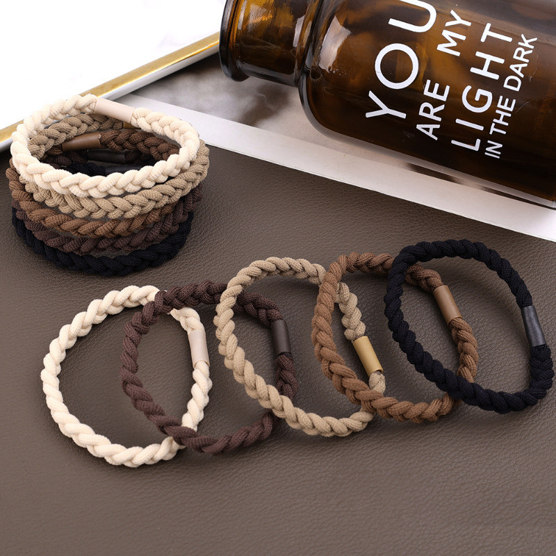 Scrunchie dệt có độ đàn hồi cao - Đơn giản, màu trơn, bền bỉ - Mũ đội đầu dây thời trang - Dây cao su bé gái - Giá đỡ đuôi ngựa - Phụ kiện tóc nữ Mũ đội đầu