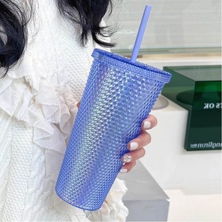 Ly Uống Nước Starbucks 710ml Vân Kim Cương Nhiều Màu, Ly Gai Siêu Đẹp Siêu Cá Tính, 2 Lớp Cách Nhiệt