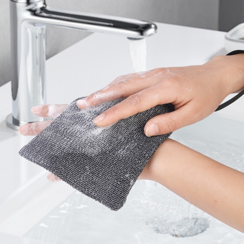 [Nổi bật] Túi đựng xà phòng Nylon - Lưới tẩy tế bào chết làm sạch da mặt - Phụ kiện phòng tắm - Có thể treo, hai lớp, di động, dày - Giá đỡ dầu gội tắm - Lưới xốp - Cung cấp du lịch