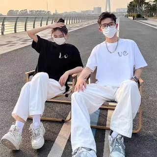 Áo thun ngắn tay nam nữ cotton cho cặp đôi in chữ Love thời trang mới