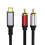 Cáp âm thanh btsg Type C sang 2RCA Bộ chuyển đổi USB C sang 2RCA cho âm thanh nổi và bộ khuếch đại ô tô cho điện thoại 15