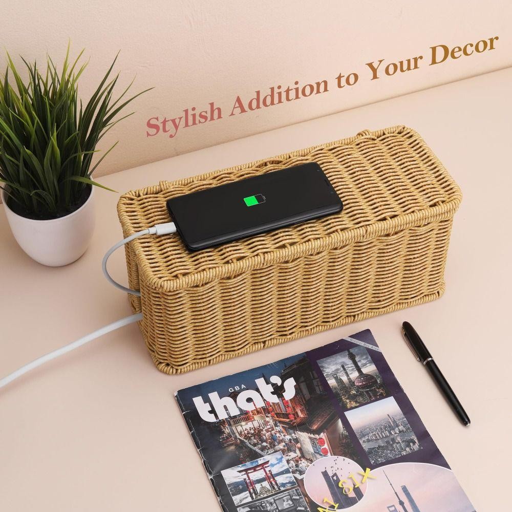 Hộp Quản Lý Cáp DAYBREAK, Có Nắp 2 Khe Mở Dây Sắp Xếp Hộp Hider, Dệt Tay Ẩn Dải Nguồn Và Bộ Định Tuyến Hộp Bảo Quản Bàn