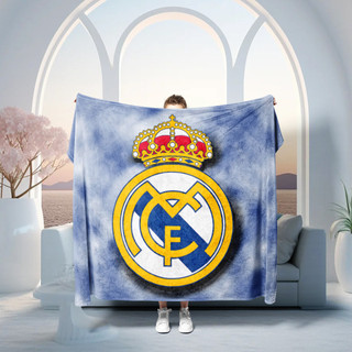 Real Madrid Câu Lạc Bộ Bóng Đá Logo Một Mặt In Hình Chăn Flannel Gia Đình Quà Tặng Thiết Thực Chăn Điều Hòa