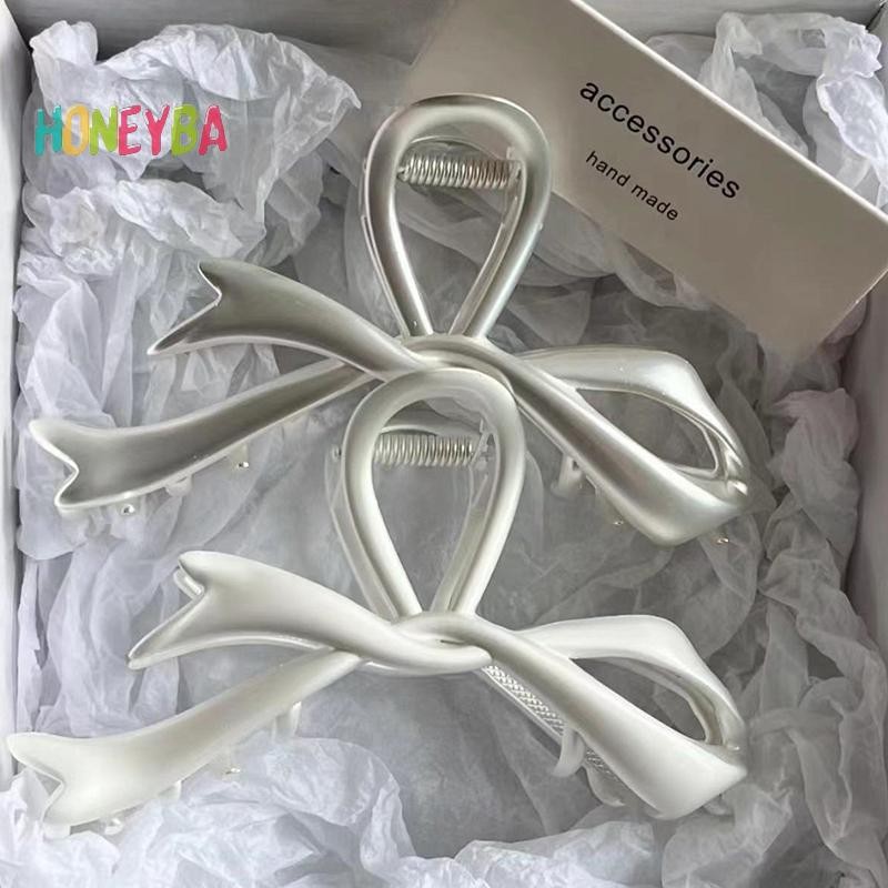 < Honeyba > 2023 Kẹp Móng Vuốt Kim Loại Nơ Thắt Nơ Kẹp Kim Loại Tóc Bạc Phong Cách Vuốt Tóc Cao Cấp Đa Năng Thìa Trang Trí Tóc Mũ nón