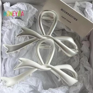 < Honeyba > 2023 Kẹp Móng Vuốt Kim Loại Nơ Thắt Nơ Kẹp Kim Loại Tóc Bạc Phong Cách Vuốt Tóc Cao Cấp Đa Năng Thìa Trang Trí Tóc Mũ nón