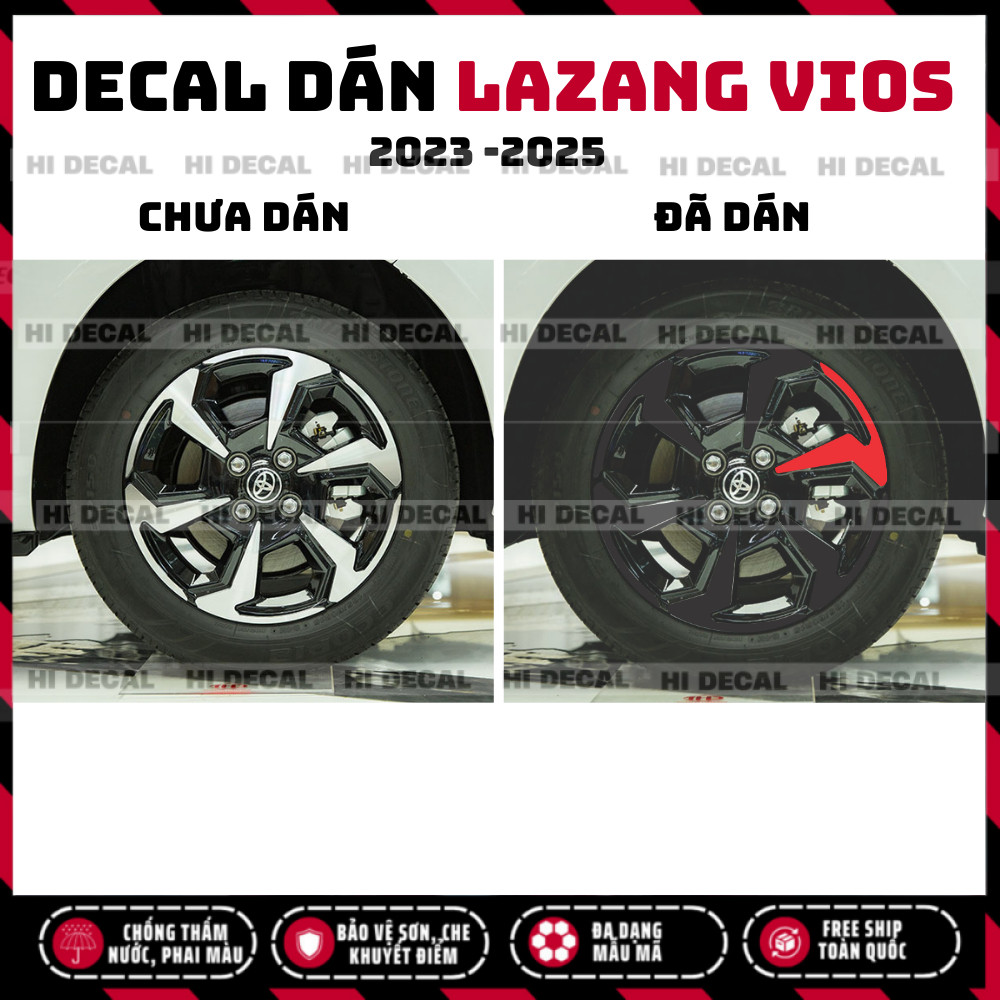 Tem dán mâm Vios 2023 - 2025, Decal lazang Vios trang trí tạo điểm nhấn