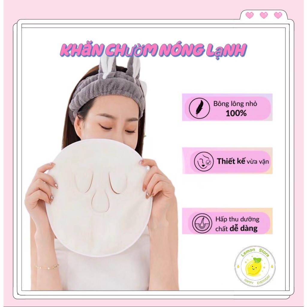 Khăn mặt nạ chườm nóng,  xông hơi thoáng lỗ chân lông, thư giãn mặt