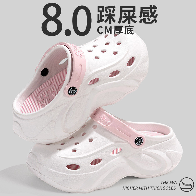 crocs Chiều cao 8cm Sandals cho phụ nữ Trang chủ Đáy mềm và dày dép nữ ...