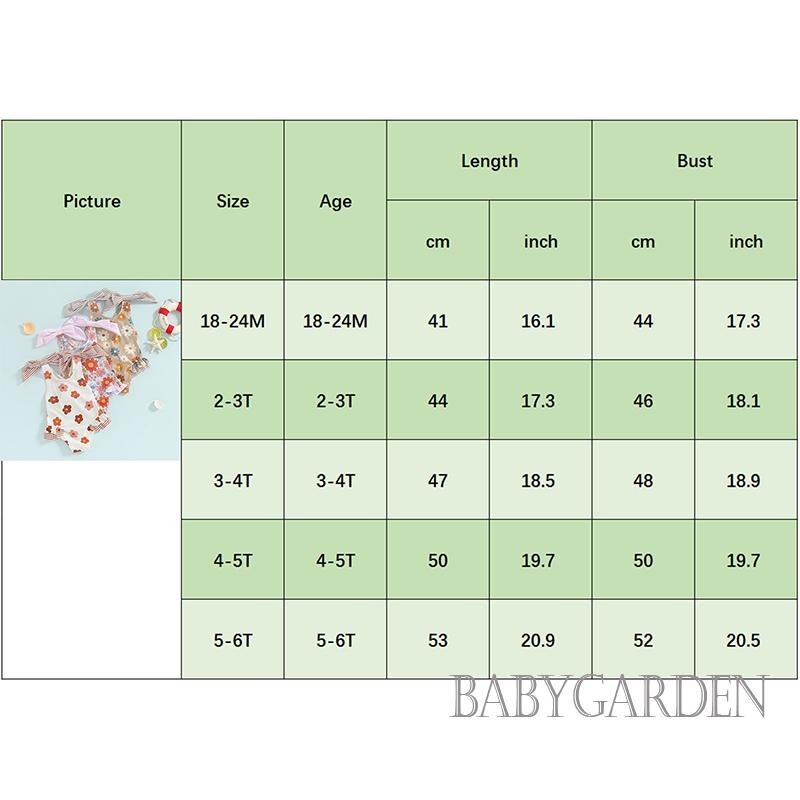 Baga-1-6 Tuổi Bé Gái Đồ Bơi In Hoa Nơ Dây Đeo Vai Đi Biển Không Tay Xù Đi Biển Mùa Hè Đi Biển Bộ Đồ Tắm