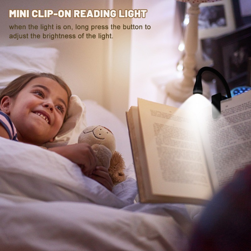 [Nổi bật] Đèn đánh dấu Mini - Đèn ngủ có thể điều chỉnh - Đèn kẹp sách di động - Đèn đọc sách LED - Chăm sóc mắt có thể sạc lại cho trẻ em - USB 360° Đèn bàn lật