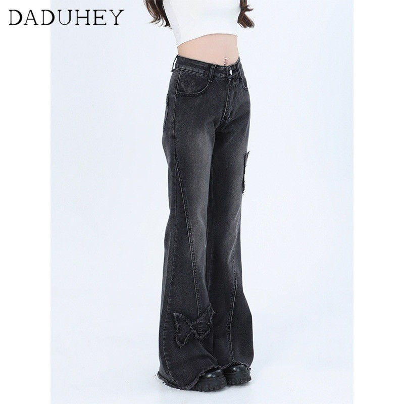 Ảnh DaDuHey New American Style Ins High Street Micro-flare Jeans Niche High Waist Wide Leg Pants plus Size Trousers 4