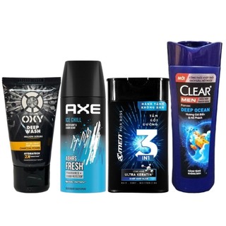 Combo 4 món tiện lợi cho nam : 1 Xịt khử mùi toàn thân 50ml + 1 Sữa tắm 85g +1 Dầu gội 70g +1 Sữa rửa mặt 25g