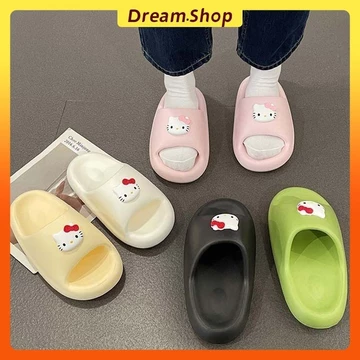 「DR」 Dép nữ HelloKitty Dép in hình Dép đế mềm chống trượt bánh mì trong nhà Mặc ngoài trời dày EVA Size: 36-41