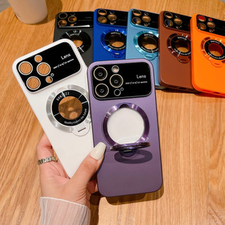 Sang Trọng Gấp Đứng Đứng Ốp lưng Từ Tính Cho iPhone 15 14 13 12 11 Pro Max 14 15 Plus Ốp Lưng Full Camera Bảo Vệ Siêu Mỏng Cứng PC Logo Lỗ Mặt Sau