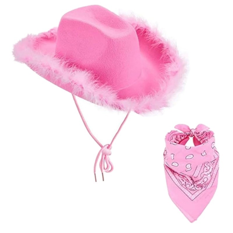 Western Cowboy Hat Scarf Print Bandanas Women Party Costume Roleplay Headdress