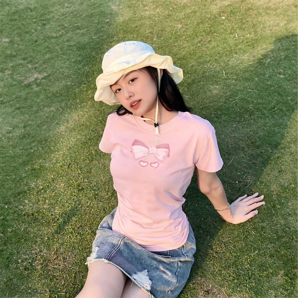 [Mã FADEP2903 giảm đến 30k đơn từ 99k] Áo Baby Tee Nữ  In Hình Nơ Dễ Thương A51012