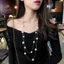 Dây chuyền dài ngọc trai mô phỏng hai lớp - Dây chuyền xương đòn nữ - Nữ Jewlery - Dây chuyền áo len trang sức thời trang - Vòng cổ xếp lớp ngọc trai thanh lịch, cổ điển, cổ điển