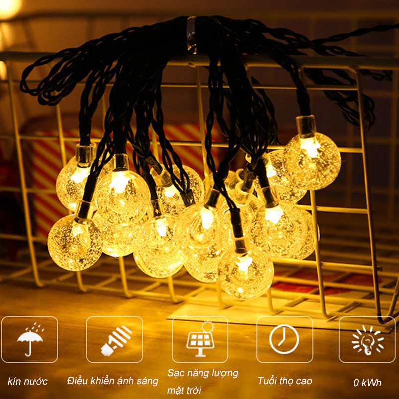 Dây Đèn Led Trang Trí Ngoài Trời ，Đèn trang trí chống thấm năng lượng mặt trời， bóng bong bóng pha lêĐèn sân vườn