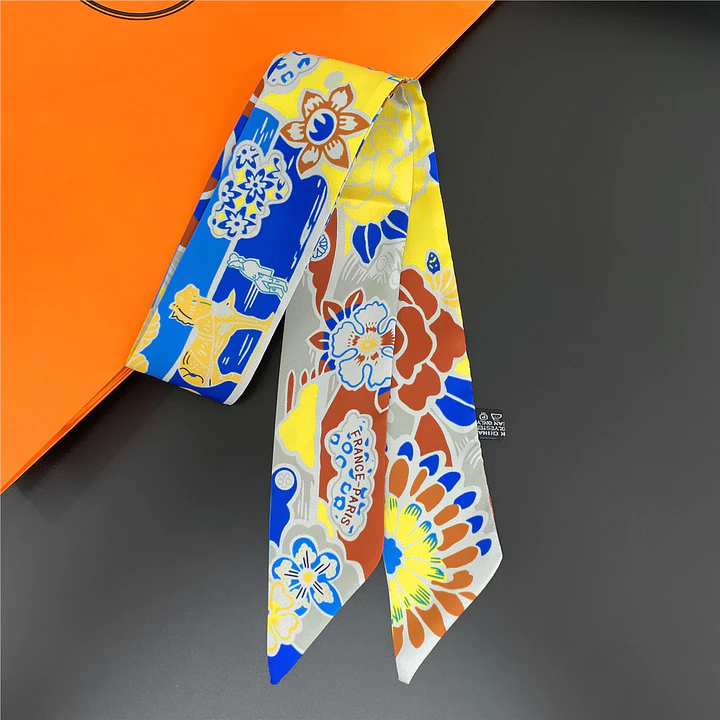 Túi Thắt Lưng Khăn Lụa Tay Cầm Khăn Lụa Khăn Giả Lụa Twill Lụa Dải Dài Khăn Nhỏ Streamer Nhỏ In Hai Mặt Hẹp – 6