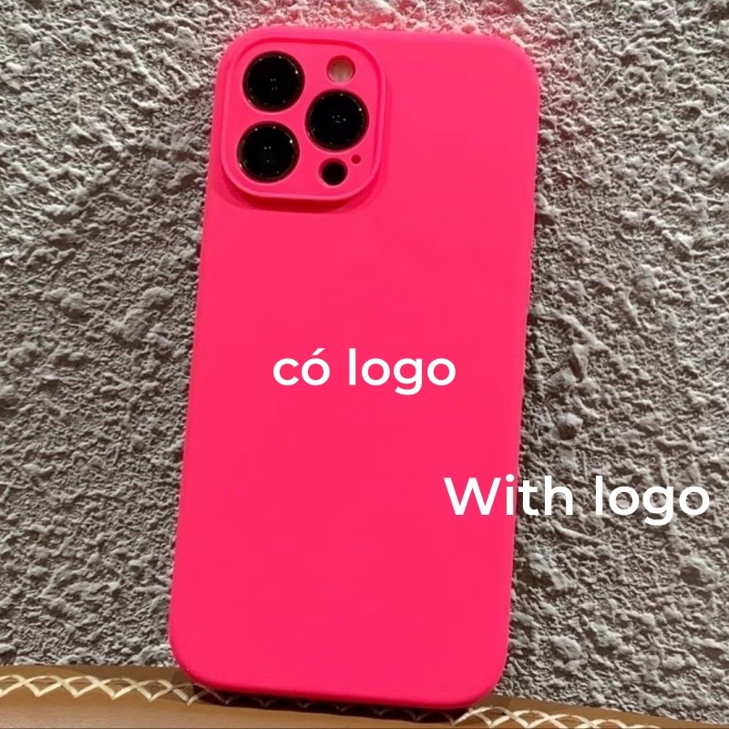 Vỏ silicon màu hồng tươi sáng cho iPhone 17 / 16 / 15 / 14 / 13 / 12 / 11 / Pro max / Plus Bảo vệ vỏ chống rơi