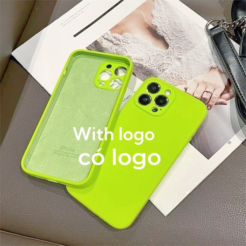 Vỏ silicon màu xanh tươi sáng cho iPhone 17 / 16 / 15 / 14 / 13 / 12 / 11 / Pro max / Plus Bảo vệ vỏ chống rơi