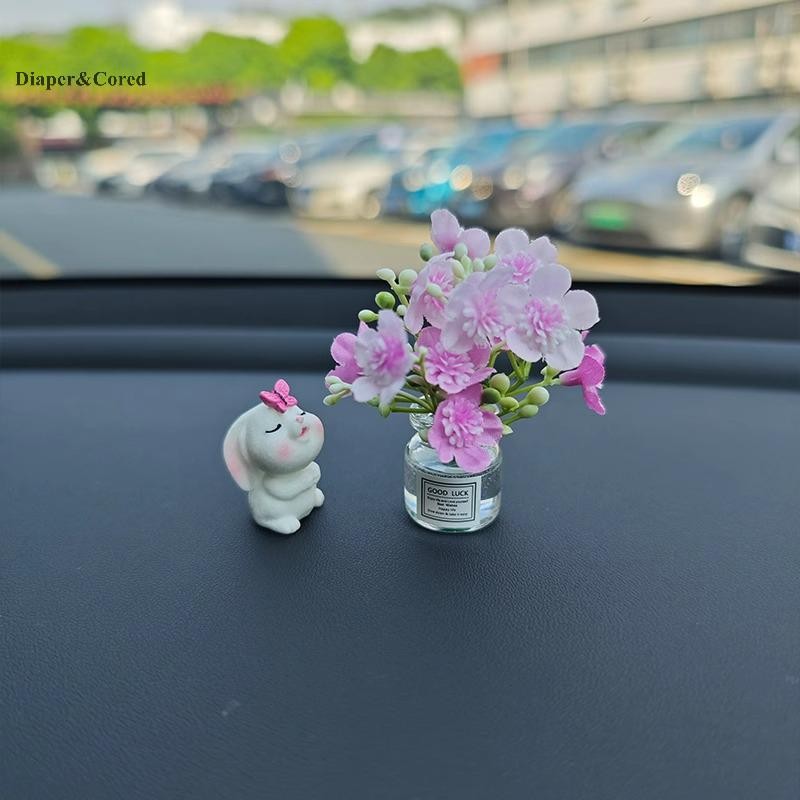 DIAPER & CORED Bình hoa hồng dễ thương và trang trí nội thất ô tô Đồ trang trí bảng điều khiển trung tâm ô tô Tiện ích trang trí cho phụ kiện ô tô YTH